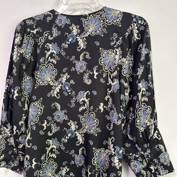 Rebecca Taylor Blouse 4 3/4 Sleeve Paisley Silk Blend Dressy Party Button Neck - Picture 8 of 10
